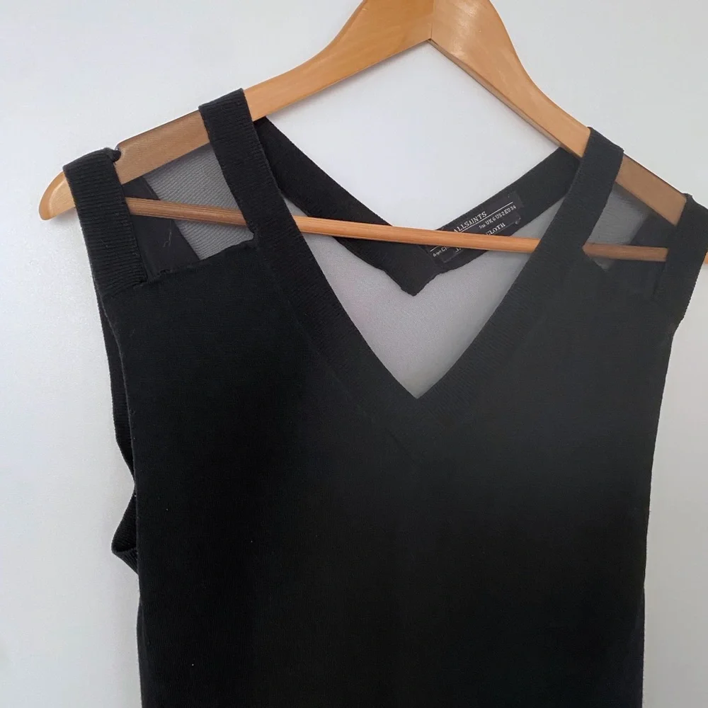 All Saints Sleeveless Sweater Dress with Mesh Cutouts - Picture 3 of 5